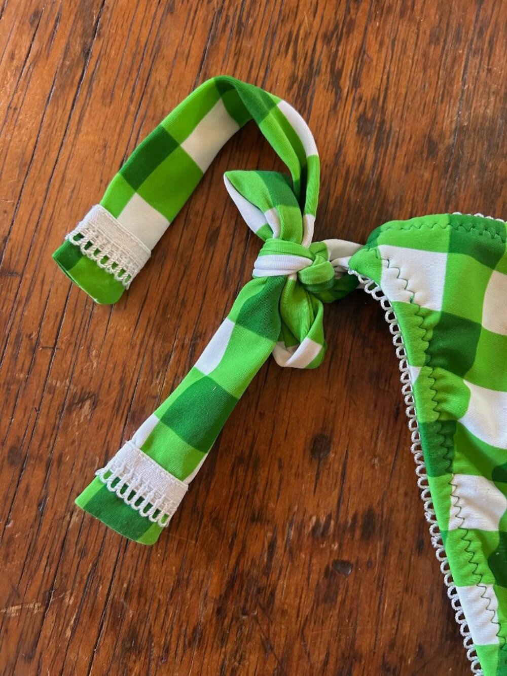 Vintage Betsey Johnson Green Gingham Strapless Halter Bikini Set - Picture 5 of 9